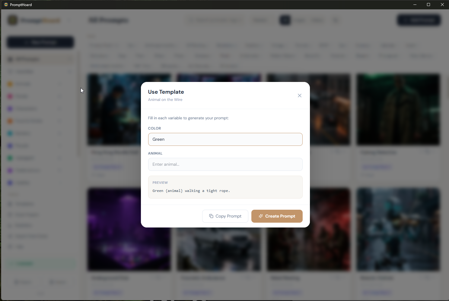 Template variable fill-in interface